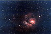  O. Aders; Lagunennebel M 8, 10 min. belichtet auf Fuji New Sensia 800, Brennweite: 1.500 mm f/7.5, Ort: Whrend des 10. ITV