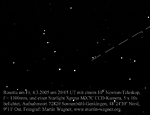 © Martin Wagner; Ort: 72820 Sonnenbühl-Genkingen, 10'' Newton-Teleskop, Brennweite 1300mm, Starlight Xpress MX7C (CCD-)Kamera, 5x10s belichtet. Aufnahmezeit 20:05 UT am 4.3.2005.